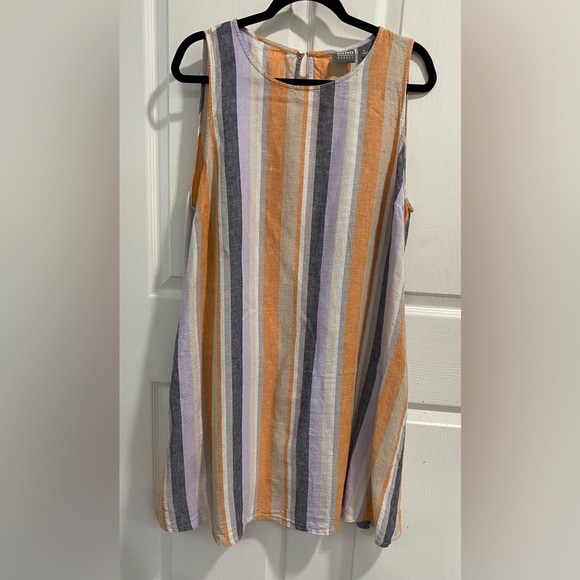 New York & Co. Soho Street Striped Sleeveless Orange Multi Color Dress. Size XL. - Picture 2 of 4